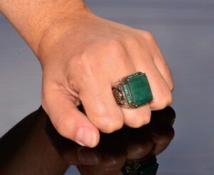 Gerçek Zümrüt Doğal Taş Yüzük, Sultan Yüzüğü, Gümüş Erkek Yüzüğü - Görsel 7