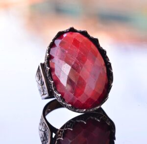 Erkekler için 925 Ayar Gümüş Yüzükler Gerçek Taşlarla - El Yapımı Zarafet & Çeşitli Taşlar Koleksiyonu (Doğal Yakut) - Görsel 3