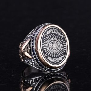El Yapımı İslami Yüzük, 925 Ayar Gümüş Erkek Yüzüğü - Görsel 3