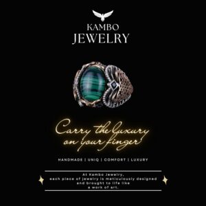 Doğal Malakit Taş Yüzük, 925 Ayar Katı Gümüş Erkek Yüzüğü - Görsel 8