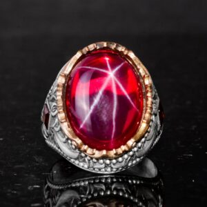 Gerçek Doğal Taş Yüzük - El Yapımı 925 Ayar Gümüş Yüzük - El Yapımı Yüzük (Yıldız Yakutu) - Görsel 4