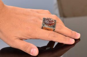 Doğal Akik Taşlı, Gümüş İslami Erkek Yüzük - Görsel 6