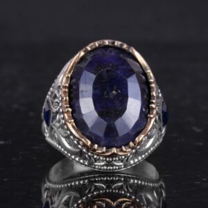 Gerçek Doğal Taş Yüzük - 925 Ayar Gümüş El Yapımı Yüzük (Safir) - Görsel 4