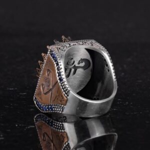 925 Ayar Gümüş İslami Yüzük, Yapay Taş Yüzük, El Yapımı Hat Yazısı Yüzük (Yapay Göztaşı) - Görsel 7