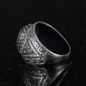 Gerçek Doğal Taş Yüzük, 925 Ayar Sert Gümüş Erkek Yüzüğü (Yeşil Göz) - Görsel 6