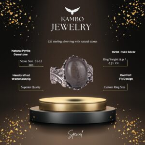 Gerçek Doğal Pirit Taşı ile Vintage Bohem Tasarımlı Gümüş Kadın Yüzüğü - Görsel 2