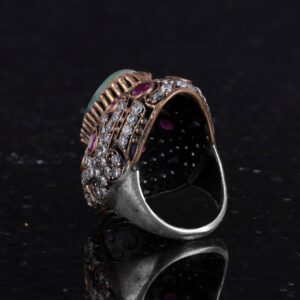 925 Ayar Katı Gümüş Yüzük - Gerçek Doğal Zümrüt Taşlı Yüzük Erkekler İçin - Sultan Yüzüğü - Görsel 7