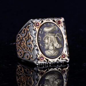 Gerçek Doğal Akik Taşı Yüzük - Kafatası Savaşçı Gümüş Yüzük - 925 Ayar Gümüş Erkek Yüzük - Görsel 5