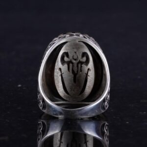 925 Ayar Gümüş Erkek Yüzük - Yapay Taş ile Ay ve Yıldız Tasarımı - Gümüş Yüzük - Görsel 7