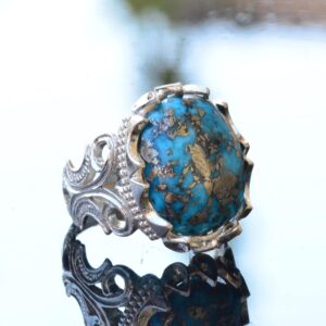 Gerçek Doğal Arizona Turkuaz Taş Yüzük, El Yapımı Takı, 925 Ayar Gümüş Yüzük - Görsel 3