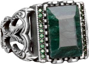 925 Ayar Gümüş Yüzük. Gerçek Doğal Taş Yüzük. (Zümrüt) - Görsel 1