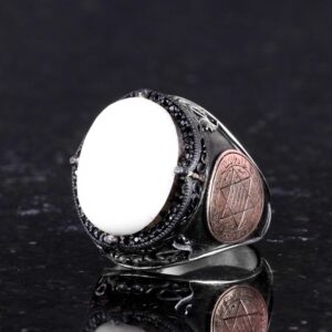 David Yıldızı Yüzüğü, Doğal Sedef Taşlı Yüzük - 925 Ayar Gümüş Yüzük - Görsel 6