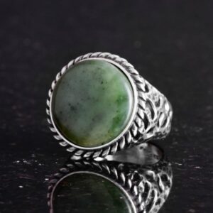 Gerçek Doğal Taş Yüzük - 925 Ayar Sert Gümüş Erkek Yüzüğü ile Yeşim - Görsel 4