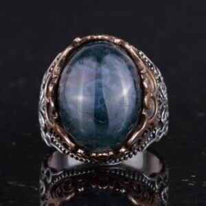 Gerçek Doğal Taş El Yapımı Yüzük - 925 Ayar Gümüş El Yapımı Yüzük - Şık Farklı Yüzük (Moss Akik) - Görsel 4