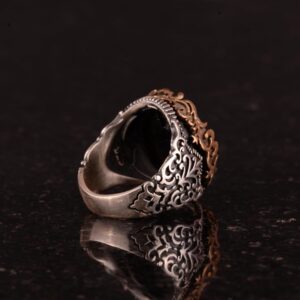 Doğal İnci Taşlı Yüzük, Mevlevi İslami Gümüş Yüzük, 925 Ayar Gümüş Erkek Yüzük - Görsel 6