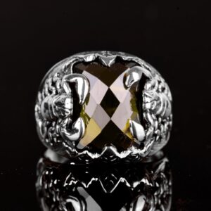 Akrepler Yüzüğü, Hayvan Yüzükleri, Yeşil Zirkon Taşlı Yüzük, 925 Ayar Gümüş Erkek Yüzüğü - Görsel 4