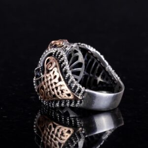 Doğal Florit Taşlı Yüzük, 925 Ayar Gümüş Yüzük Erkekler İçin - Görsel 5