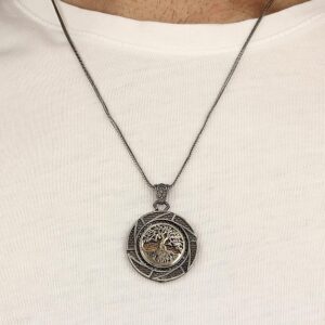 El Yapımı Sterlin Gümüş Hayat Ağacı Kolye | Bronz İnlay | Büyüme ve Güç Sembolü - Görsel 2