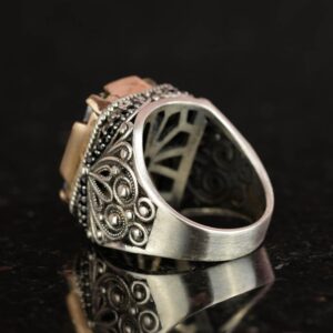 925 Ayar Gümüş Yüzük, Doğal Olmayan Mystic Topaz Taşlı Gümüş Yüzük, Mystic Topaz Gümüş Erkek Yüzük (Özelleştirilebilir) - Görsel 6