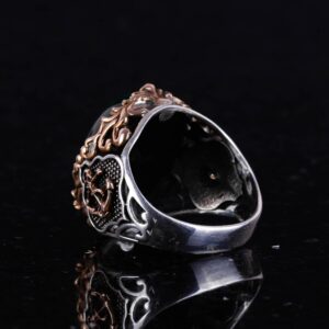 Gümüş Halka Kaptan Yüzük, Yapay Taş Yüzük, 925 Ayar Sterlin Gümüş Yapay Taş Yüzükler - Farklı ve Çeşitli Koleksiyon (Koyu Yeşil Kedi Göz Yapay Taş) - Görsel 6