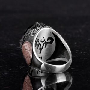 925 Ayar Gümüş El Yapımı Erkek Yüzük - Davut Yıldızı Yüzüğü (Üçlü Hilal) - Görsel 7