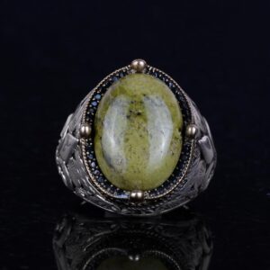 925K Gümüş El Yapımı Erkek Yüzük - Çeşitli Doğal Taşlarla Mevcuttur (Unakite) - Görsel 5