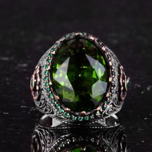 Yapay Taş Yüzük - 925 Ayar Gümüş El Yapımı Yüzük - Renkiz Yüzük - Görsel 4