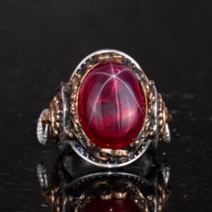 Doğal Yıldız Yakutu Taşlı Yüzük - 925 Ayar Sert Gümüş Yüzük Erkekler İçin, Farklı Yüzük - Görsel 4