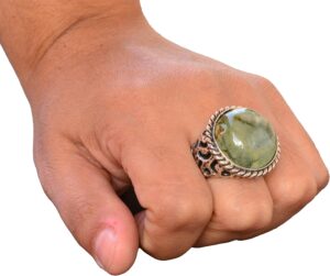 Gerçek Doğal Yeşim Taşı Yüzük, Yeşim Yüzük, Katı 925 Ayar Gümüş Yüzük, El Yapımı Takı yeşil - Görsel 7