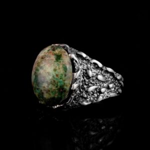 Gerçek Doğal Arizona Turkuaz Taş Yüzük, Erkekler İçin Hediye, 925 Ayar Gümüş Yüzük, Minimalist Yüzük - Görsel 4