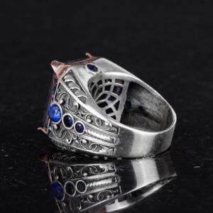 Gerçek Doğal Mavi Safir Taş Yüzük - El Yapımı Yüzük - 925 Ayar Gümüş Yüzük - Görsel 7