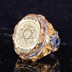 Erkekler için Sterlin Gümüş Davut Yıldızı Yüzük - Süleyman Mührü Tasarımı, Altın Kaplama Yüzük - Görsel 7