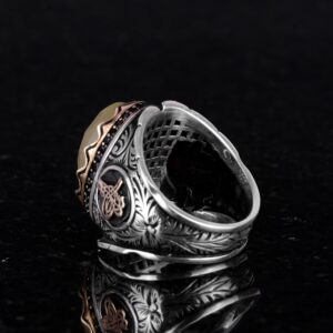 925 Ayar Katı Gümüş Erkek Yüzük, Limon Topaz Taşlı Yüzük - El Yapımı Şıklık - Görsel 6