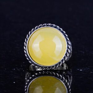 Gerçek Doğal Taş Yüzük - 925 Ayar Katı Gümüş Erkek Yüzüğü ile Sarı Akik - Görsel 3