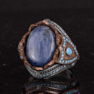 Gerçek Doğal Taş Yüzük - El Yapımı 925 Ayar Gümüş Yüzük (Kyanit) - Görsel 6