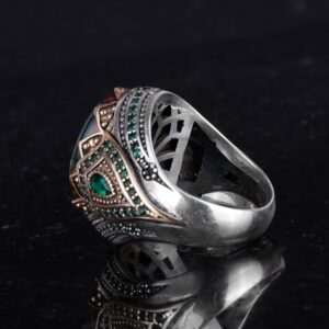 Gerçek Doğal Taş El Yapımı Yüzük - 925 Ayar Gümüş Şık Yüzük (Kan Taşı) - Görsel 7