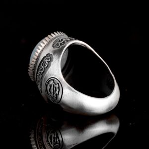 Gerçek Doğal Kan Taşı Yüzük, El Yapımı Yüzük, İslami Yüzük, 925 Ayar Gümüş Yüzük - Görsel 9