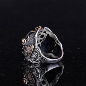 Doğal Oniks Taşlı Yüzük, 925 Ayar Katı Gümüş Erkek Yüzük - Görsel 6