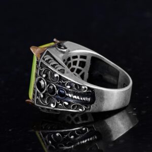 925 Ayar Gümüş Yüzük - Erkekler İçin Oluşturulmuş Taş Yüzük - El Yapımı Yüzük (Oluşturulmuş sarı paraiba) - Görsel 7