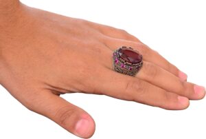 El Yapımı Sterling Gümüş Erkek Yüzük | Doğal Yakut Taşı | Sultan Yüzük - Cesur ve Şatafatlı Tasarım - Görsel 6