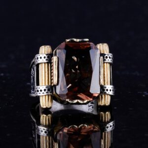 Şık 925 Ayar Gümüş El Yapımı Erkek Takısı - Sultanite Yapay Taş Yüzük - Görsel 4