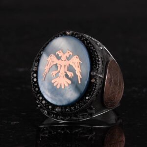 Özel Desenli Yüzük - Davut Yıldızı Yüzüğü - El Yapımı Yüzük - 925 Ayar Gümüş Erkek Yüzüğü (Çift Başlı Kartal) - Görsel 6