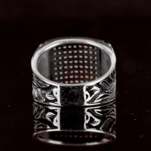Sterling Gümüş Erkek Yüzük, Çelik Kalem El Sanatı, Oluşturulmuş Zirkon Taşı, Bizans İmparatorluğu Yüzüğü - Görsel 5