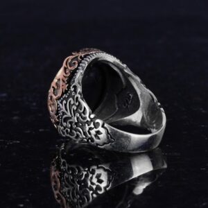 Ölüm Meleği Tasarımlı Erkek Yüzüğü - Kafatası Yüzüğü - 925 Ayar Gümüş Erkek Yüzüğü (Sarı) - Görsel 7