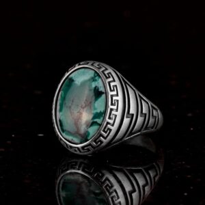 Gerçek Doğal Arizona Turkuaz Taş Yüzük, 925 Ayar Gümüş Yüzük Erkekler İçin - Görsel 5