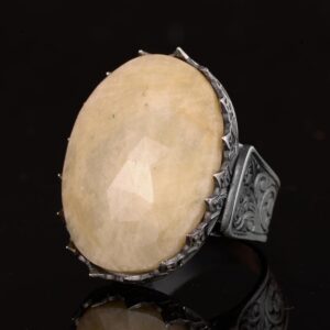 Doğal Görkem Koleksiyonu: 925 Ayar Gümüş Erkek Yüzükler, Gerçek Taşlarla - Zamansız Zarafet (Sarı Safir Taşı) - Görsel 5