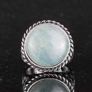 Gerçek Doğal Taş Yüzük - 925 Ayar Katı Gümüş Erkek Yüzük ile Akuamarin - Görsel 3