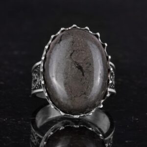 Gerçek Doğal Taş Yüzük - 925 Ayar Gümüş Büyük Yüzük - El Yapımı Yüzük (Pirit) - Görsel 4