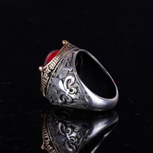 925K Ayar Gümüş Yüzükler Premium Yapay Taşlarla (Cabochon Garnet Yapay) - Görsel 5