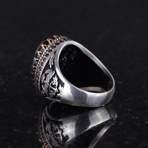 Gerçek Doğal Taş Yüzük - El Yapımı Kartal Yüzüğü - 925 Ayar Gümüş Yüzük (Pietersite) - Görsel 7